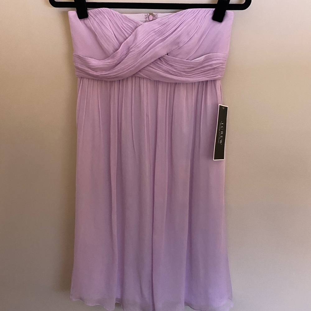 NWT Lavender Strapless Silk J Crew Dress